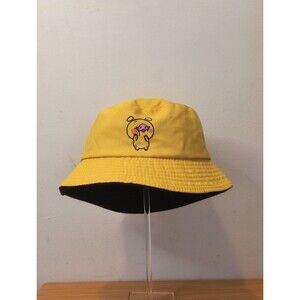 Hat Cap Bucket Reversible double-sided Kids  Cartoon Pig Bok Choy Black Yellow